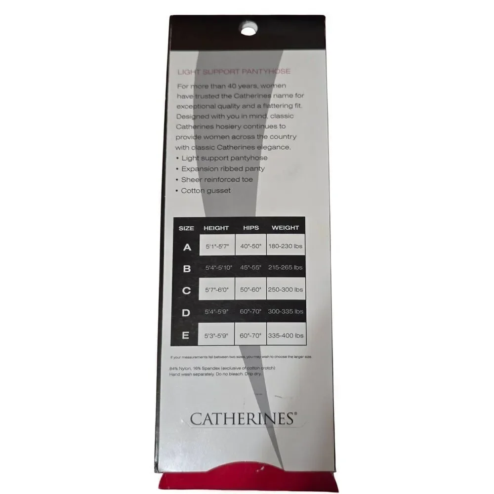 Vintage Catherine's Light Support Pantyhose Size D in Jet Black